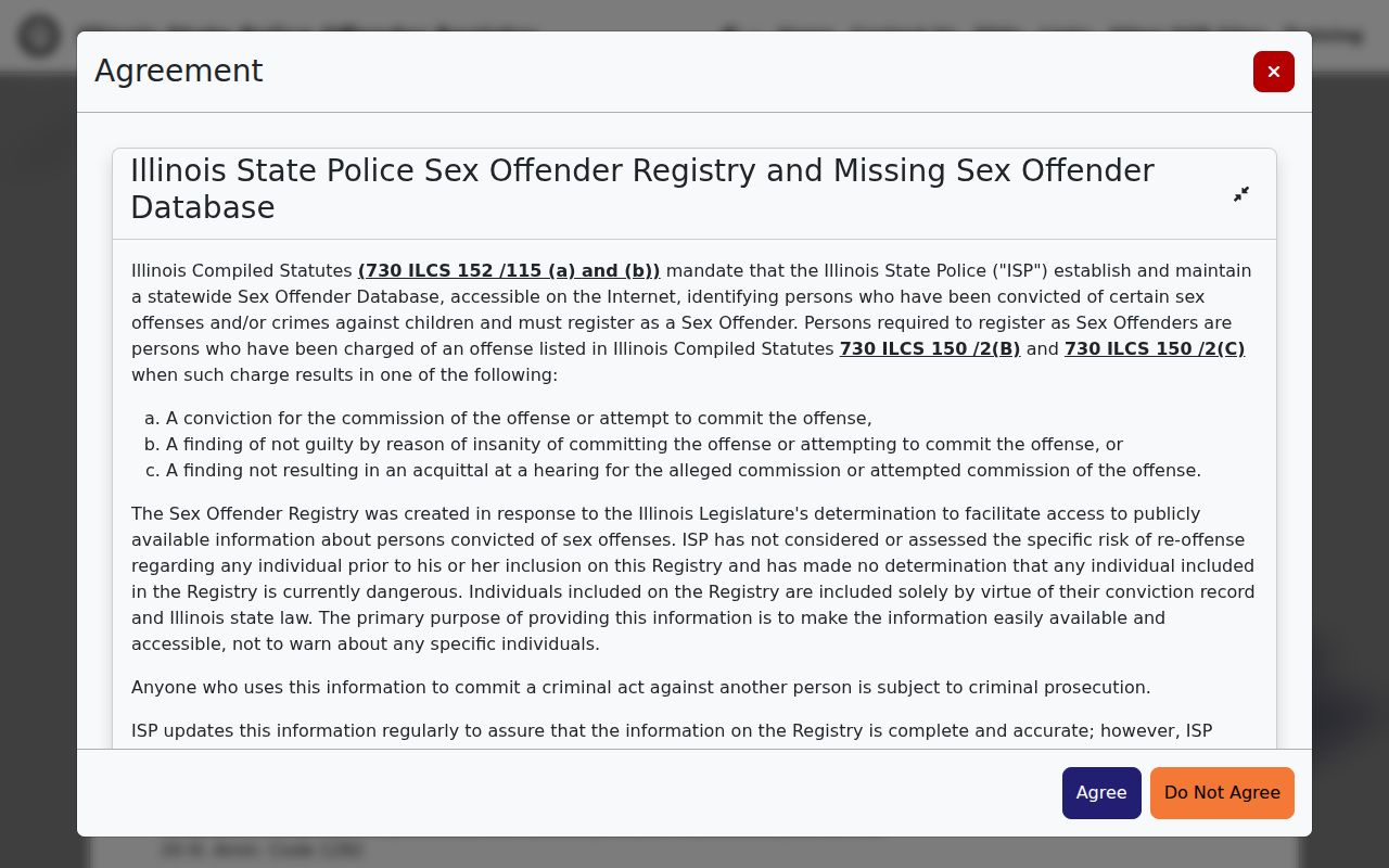 Illinois registry search separate from Tazewell County VINELink release records