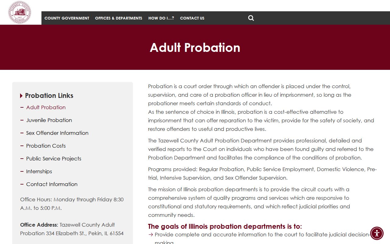 Tazewell County parole and probation office information