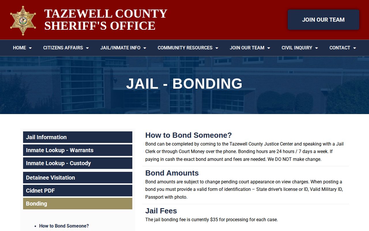 Tazewell County release bonding process