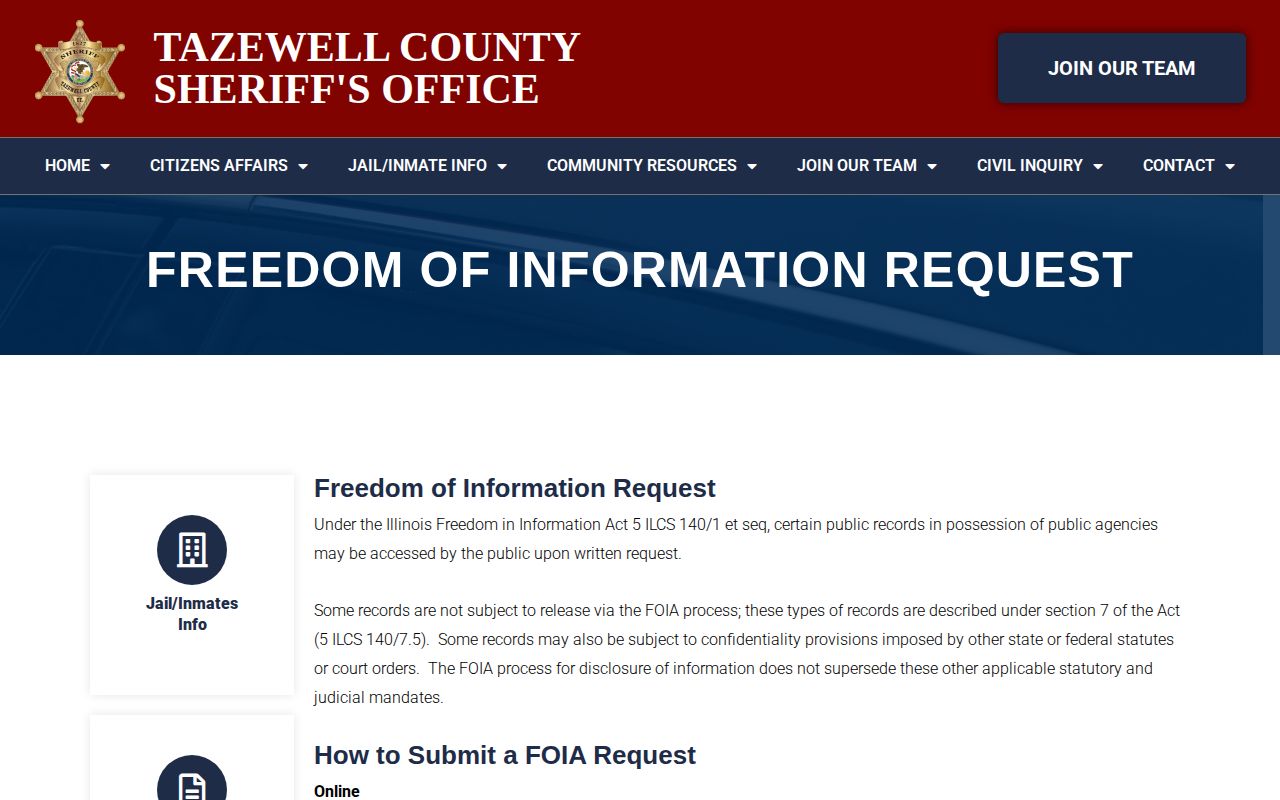 Tazewell County released inmate record request